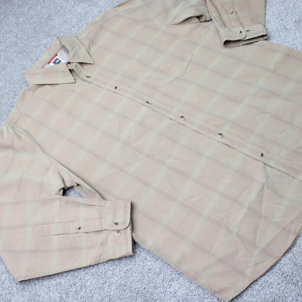 The North Face Shirt Mens XL Beige Modal/Polyester Long‎ Sleeve Button Hiking